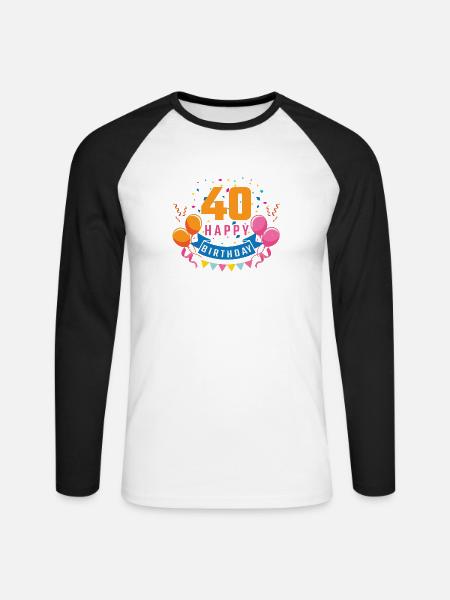 40th birthday 40 years Happy Birthday gift - Unisex Long Sleeve Baseball T-Shirt - white/black