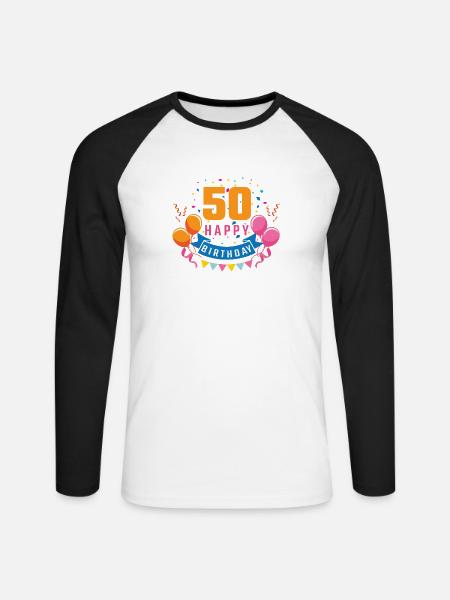 50th birthday 50 years Happy Birthday gift - Unisex Long Sleeve Baseball T-Shirt - white/black