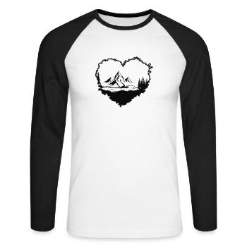 Bergwandern Bergluft servus alpin Bergsteiger - Unisex Baseballshirt langarm - Weiß/Schwarz - Vorne - Nik (191cm)