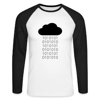 Cloud binaire de données pluviales - T-shirt baseball manches longues Homme - blanc/noir - Devant - Nik (191cm)