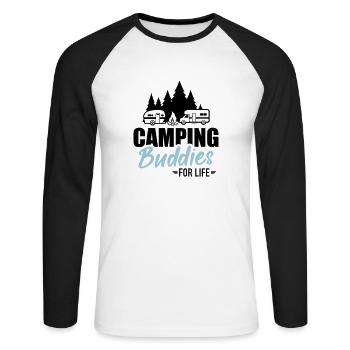 Campeur - T-shirt baseball manches longues Homme - blanc/noir - Devant - Nik (191cm)