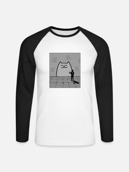 Schläfrige Katze - Unisex Baseballshirt langarm - Weiß/Schwarz