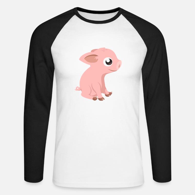 piggy - Unisex Long Sleeve Baseball T-Shirt - white/black