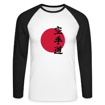 karate - Unisex Baseballshirt langarm - Weiß/Schwarz - Vorne - Nik (191cm)