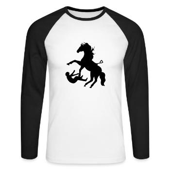 horse - Unisex Long Sleeve Baseball T-Shirt - white/black - Front - Nik (191cm)