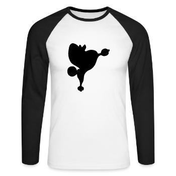Caniche - T-shirt baseball manches longues Homme - blanc/noir - Devant - Nik (191cm)