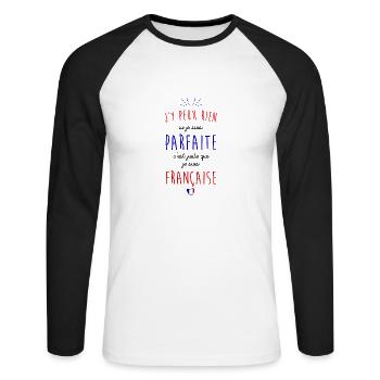 Je suis française - T-shirt baseball manches longues Homme - blanc/noir - Devant - Nik (191cm)