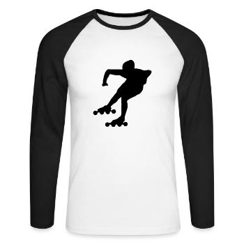 roller_skating - T-shirt baseball manches longues Homme - blanc/noir - Devant - Nik (191cm)