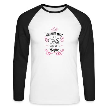 Fille canon - T-shirt baseball manches longues Homme - blanc/noir - Devant - Nik (191cm)