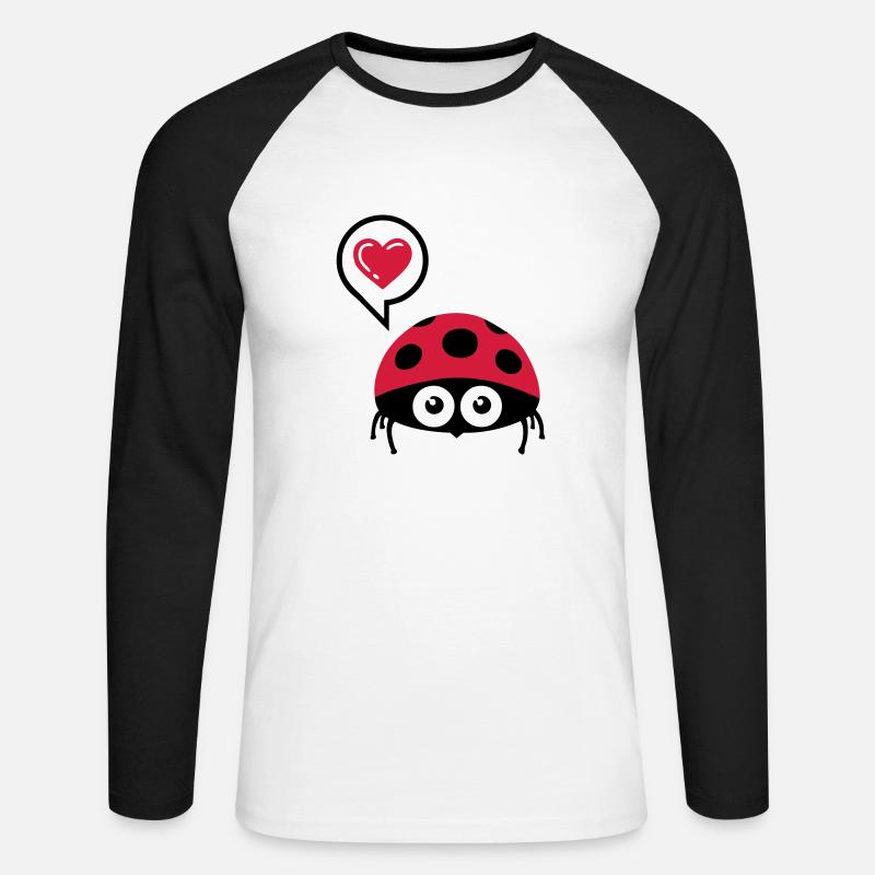 Marienkäfer (ladybug) 02.2 - Unisex Baseballshirt langarm - Weiß/Schwarz