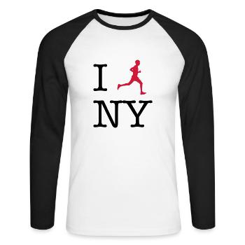 I lauf New York 02 - Unisex Baseballshirt langarm - Weiß/Schwarz - Vorne - Nik (191cm)