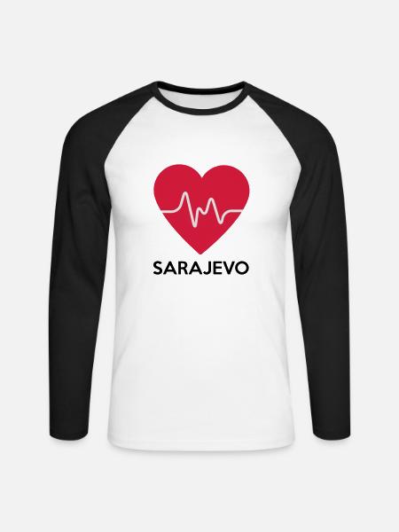 heart Sarajevo - Unisex Long Sleeve Baseball T-Shirt - white/black