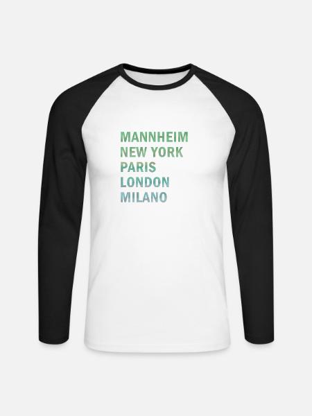 Metropole Mannheim - Unisex Baseballshirt langarm - Weiß/Schwarz