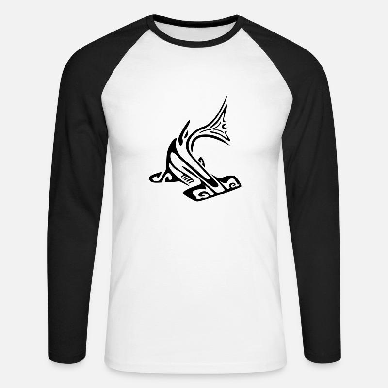 hammer_sharkmanta - Unisex Baseballshirt langarm - Weiß/Schwarz