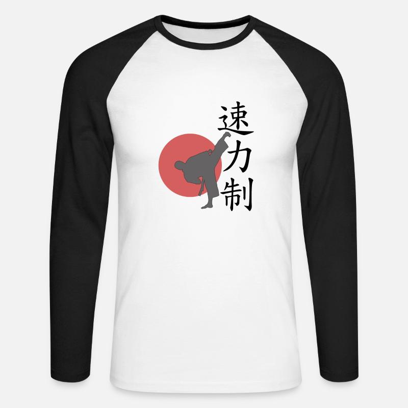 Speed Power Control WHITE BACKG - Unisex Baseballshirt langarm - Weiß/Schwarz