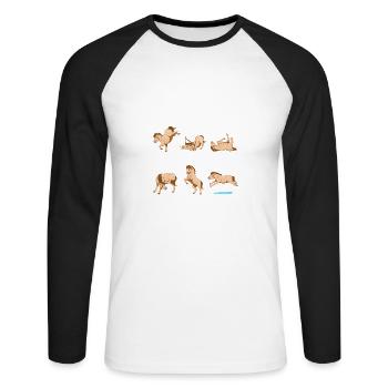 Pferdeyoga - Unisex Baseballshirt langarm - Weiß/Schwarz - Vorne - Nik (191cm)