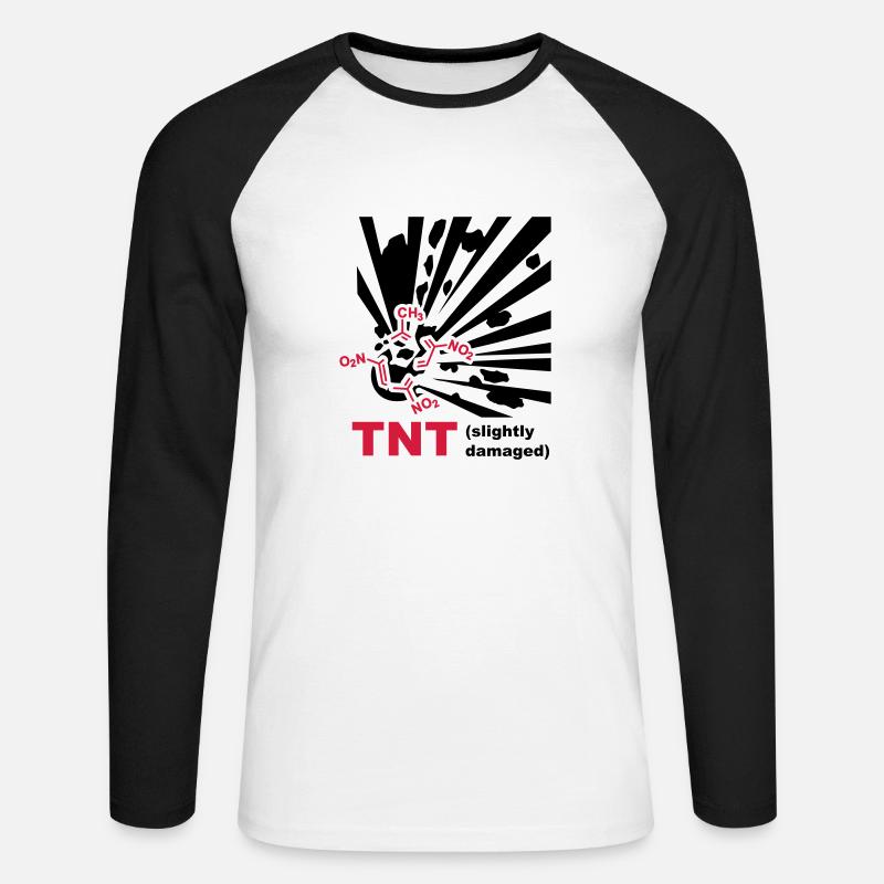 TNT - Explosion - Unisex Baseballshirt langarm - Weiß/Schwarz