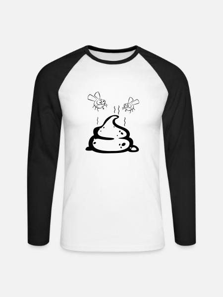 Scheisse mit Fliegenpaar - Unisex Baseballshirt langarm - Weiß/Schwarz