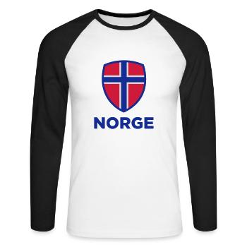 National Flag Of Norway - Unisex Long Sleeve Baseball T-Shirt - white/black - Front - Nik (191cm)