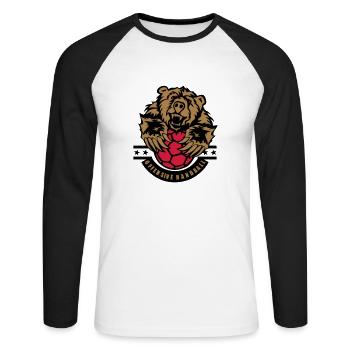 handball ours offensive logo - T-shirt baseball manches longues Homme - blanc/noir - Devant - Nik (191cm)