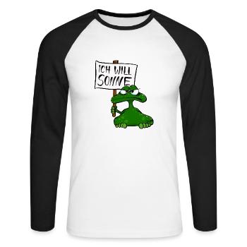 Sonnenfrosch - Unisex Baseballshirt langarm - Weiß/Schwarz - Vorne - Nik (191cm)