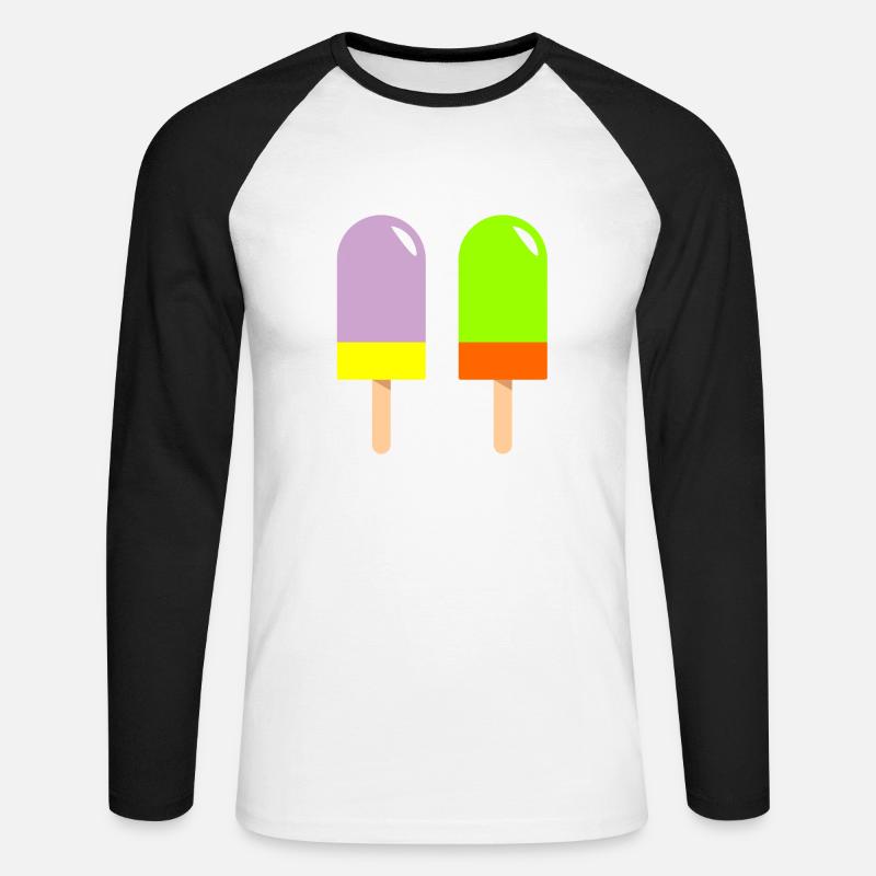 eis eiscreme restaurant ice cream sundae134 - Unisex Baseballshirt langarm - Weiß/Schwarz