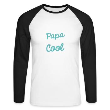 Papa to cool cadeau - T-shirt baseball manches longues Homme - blanc/noir - Devant - Nik (191cm)