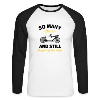 Goldene Hochzeit lustige Sprüche - Unisex Baseballshirt langarm - Weiß/Schwarz - Vorne - Nik (191cm)