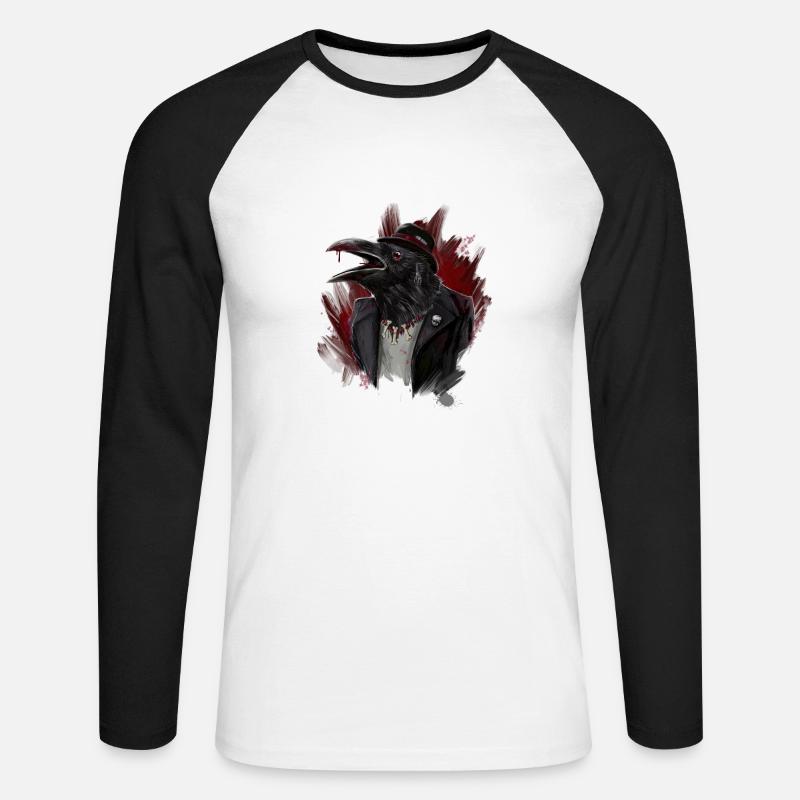 raven - Unisex Baseballshirt langarm - Weiß/Schwarz