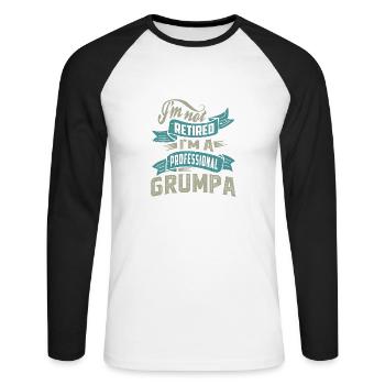 Professional Grumpa - Unisex Long Sleeve Baseball T-Shirt - white/black - Front - Nik (191cm)