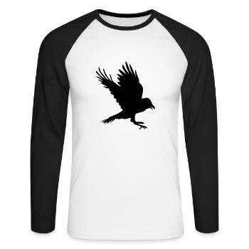 Rabe Flattert - Unisex Baseballshirt langarm - Weiß/Schwarz - Vorne - Nik (191cm)