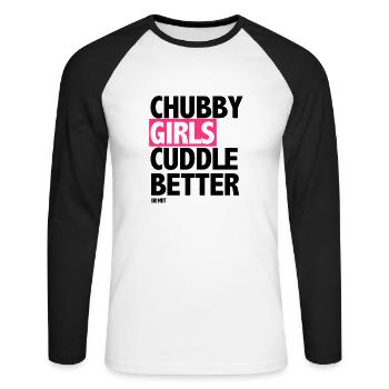 Chubby Girls Cuddle Better - Unisex Baseballshirt langarm - Weiß/Schwarz - Vorne - Nik (191cm)