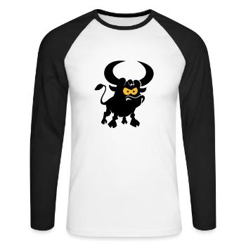vl087b_stier_2c - T-shirt baseball manches longues Homme - blanc/noir - Devant - Nik (191cm)