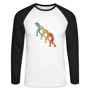 Appareil-photo de photographe de photographie de style vintage rétro - T-shirt baseball manches longues Homme - blanc/noir - Devant - Nik (191cm)