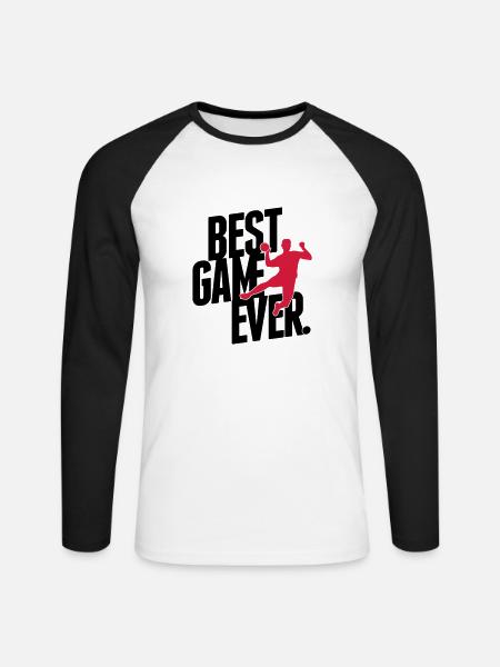 best game ever - handball - Unisex Long Sleeve Baseball T-Shirt - white/black