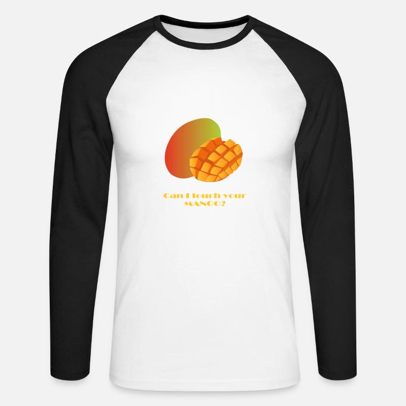 Can I touch your MANGO? - Unisex Baseballshirt langarm - Weiß/Schwarz