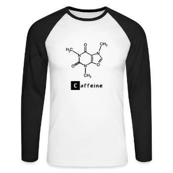 Caffeine - chemical formula - Unisex Baseballshirt langarm - Weiß/Schwarz - Vorne - Nik (191cm)