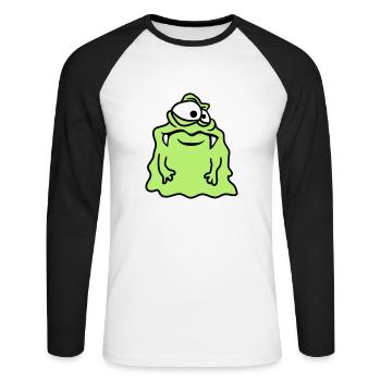 glaire glibber dégoûtant visage visqueux mons tête - T-shirt baseball manches longues Homme - blanc/noir - Devant - Nik (191cm)