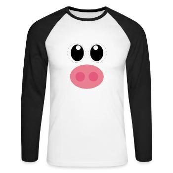 Cute pig face for kids farmer gift - Unisex Long Sleeve Baseball T-Shirt - white/black - Front - Nik (191cm)