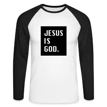 Jésus est God. - T-shirt baseball manches longues Homme - blanc/noir - Devant - Nik (191cm)
