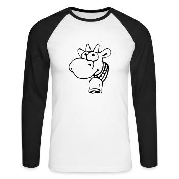 Cow - Unisex Long Sleeve Baseball T-Shirt - white/black - Front - Nik (191cm)