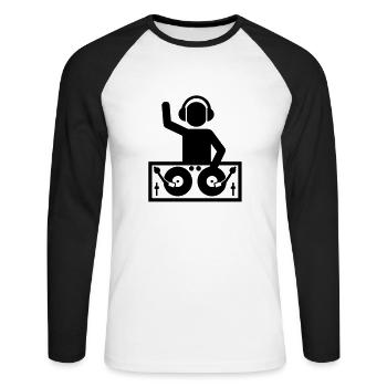 DJ Turntables - Unisex Baseballshirt langarm - Weiß/Schwarz - Vorne - Nik (191cm)