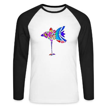 Colorful bird - Unisex Long Sleeve Baseball T-Shirt - white/black - Front - Nik (191cm)