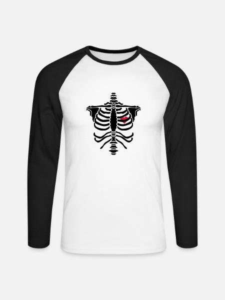 skelett2 - Unisex Baseballshirt langarm - Weiß/Schwarz