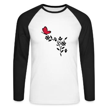 Usine de coeur de papillon - T-shirt baseball manches longues Homme - blanc/noir - Devant - Nik (191cm)