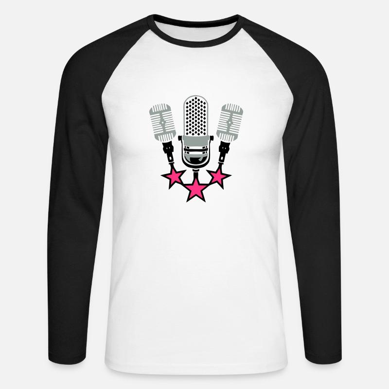 old microphone microphone 20063 - Unisex Long Sleeve Baseball T-Shirt - white/black