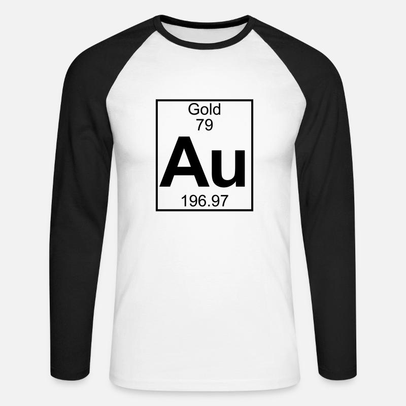 Element 079 - Au (gold) - Full - Unisex Baseballshirt langarm - Weiß/Schwarz