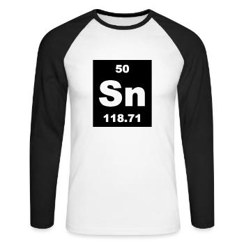 Element 50 - sn (tin) - Short-inv - Unisex Baseballshirt langarm - Weiß/Schwarz - Vorne - Nik (191cm)