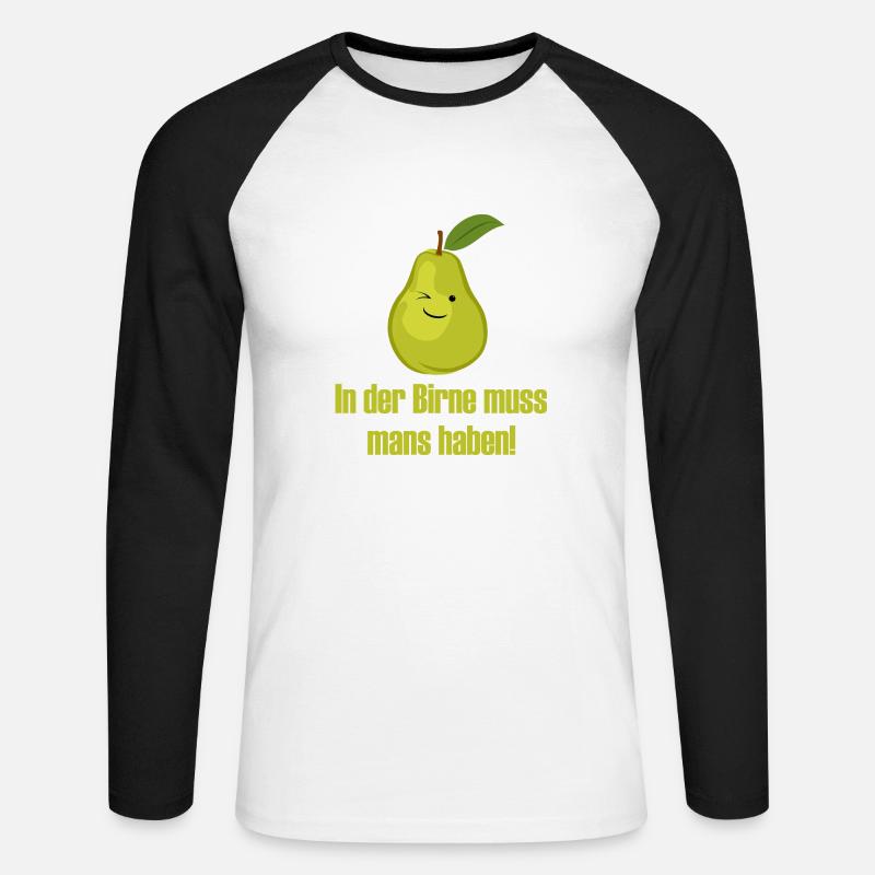 In der Birne muss mans ha - Unisex Baseballshirt langarm - Weiß/Schwarz