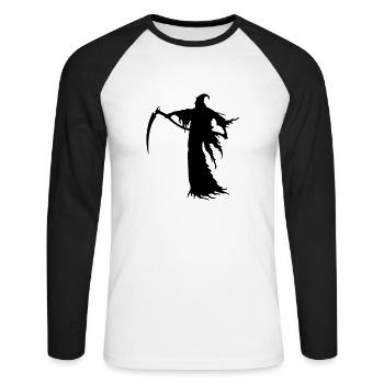 Death - Unisex Long Sleeve Baseball T-Shirt - white/black - Front - Nik (191cm)